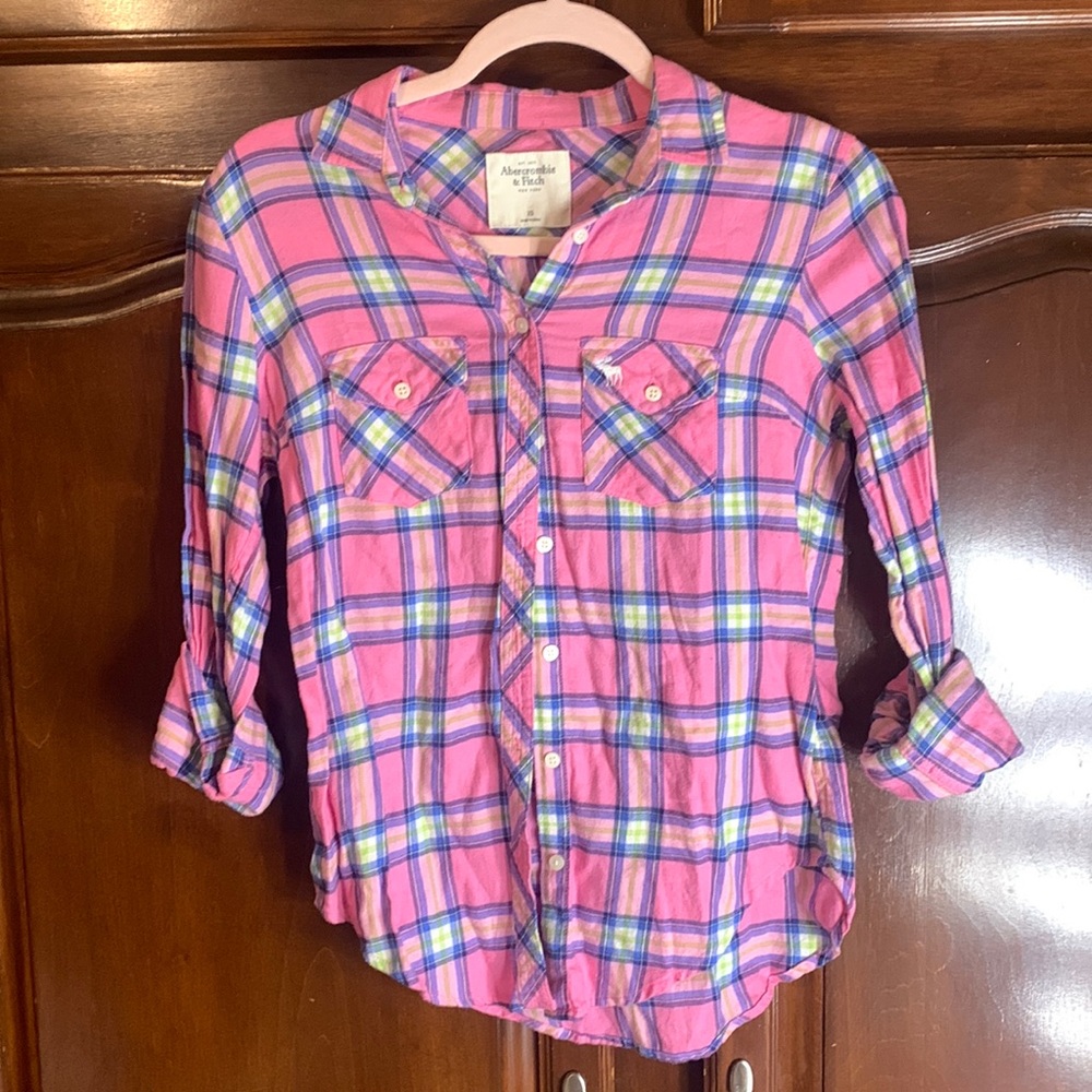 Pink Abercrombie & Fitch flannel size xs